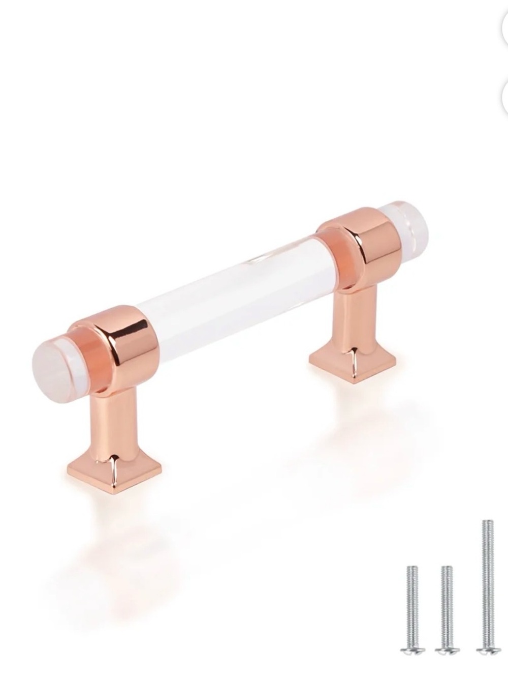 Rose Gold acrylic clear 30 pcs Cabinet handle 3.75 inch hole